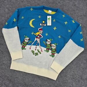 Costume Agent North Pole Dancer Ugly Christmas Sweater Blue Adult Medium NEW